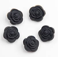 Силіконові намистини "Трояндочки" чорні 21х12 мм