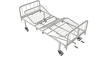 Кровать функциональная медицинская АТОН КФ-4-МП (разборная с металлическими перилами и колесами диаметром 125)
