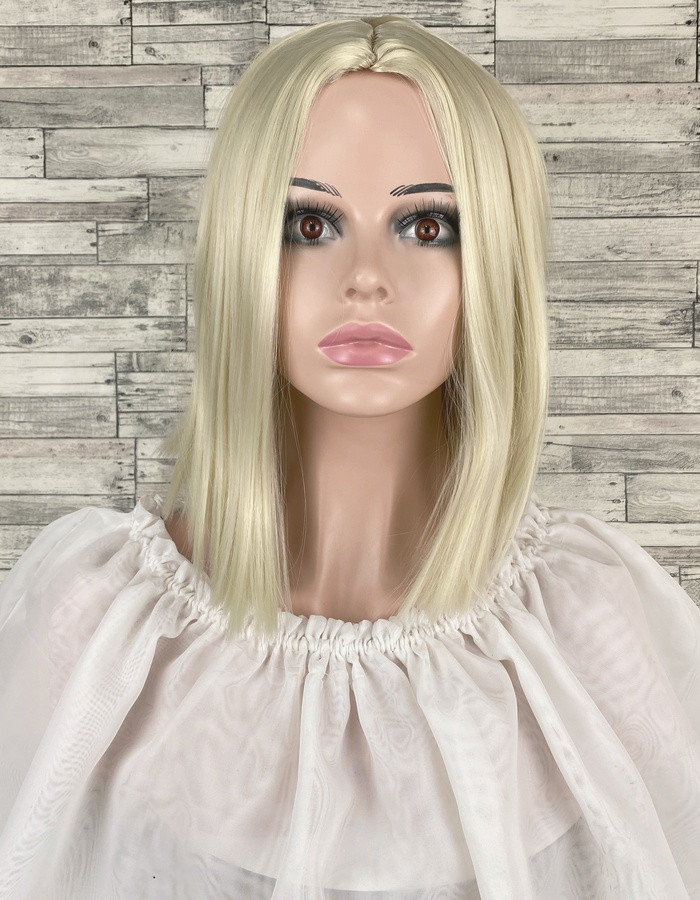 Перука жіночий каре прямий з проділом штучний блонд без чубчика, фото 1