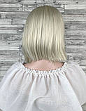 Перука жіночий каре прямий з проділом штучний блонд без чубчика, фото 4