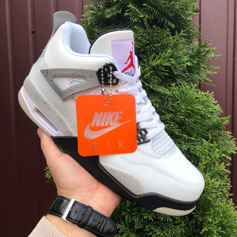 Чоловічі кросівки Nike Air Jordan 4 Retro шкіряні молодіжні демісезонні білі