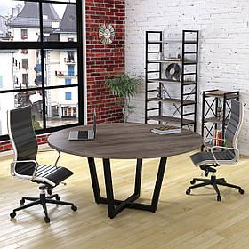 Круглий стіл офісний D-1600 Loft-design стільниця дуб-палена