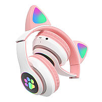 Навушники Bluetooth TUCCI STN28 Pink з вушками, фото 2