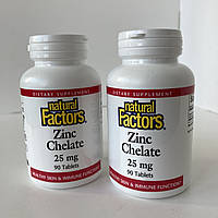Natural factors Хелатний цинк zinc chelate 25 мг, 90 таблеток