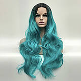Перука омбре без гривки Joy, термоволоси, колір синій/зелений, морська хвиля для сцени, танців та вечірок, фото 2