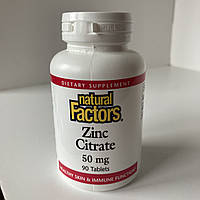 Natural factors Цинк цитрат zinc citrate 50 мг, 90 таблеток