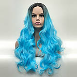 Перука омбре без чубчика Joy, термоволоси, колір блакитний для сцени, аніматорів, танців та вечірок, фото 2