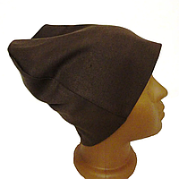 Молодежная трикотажная коричневая женская шапка