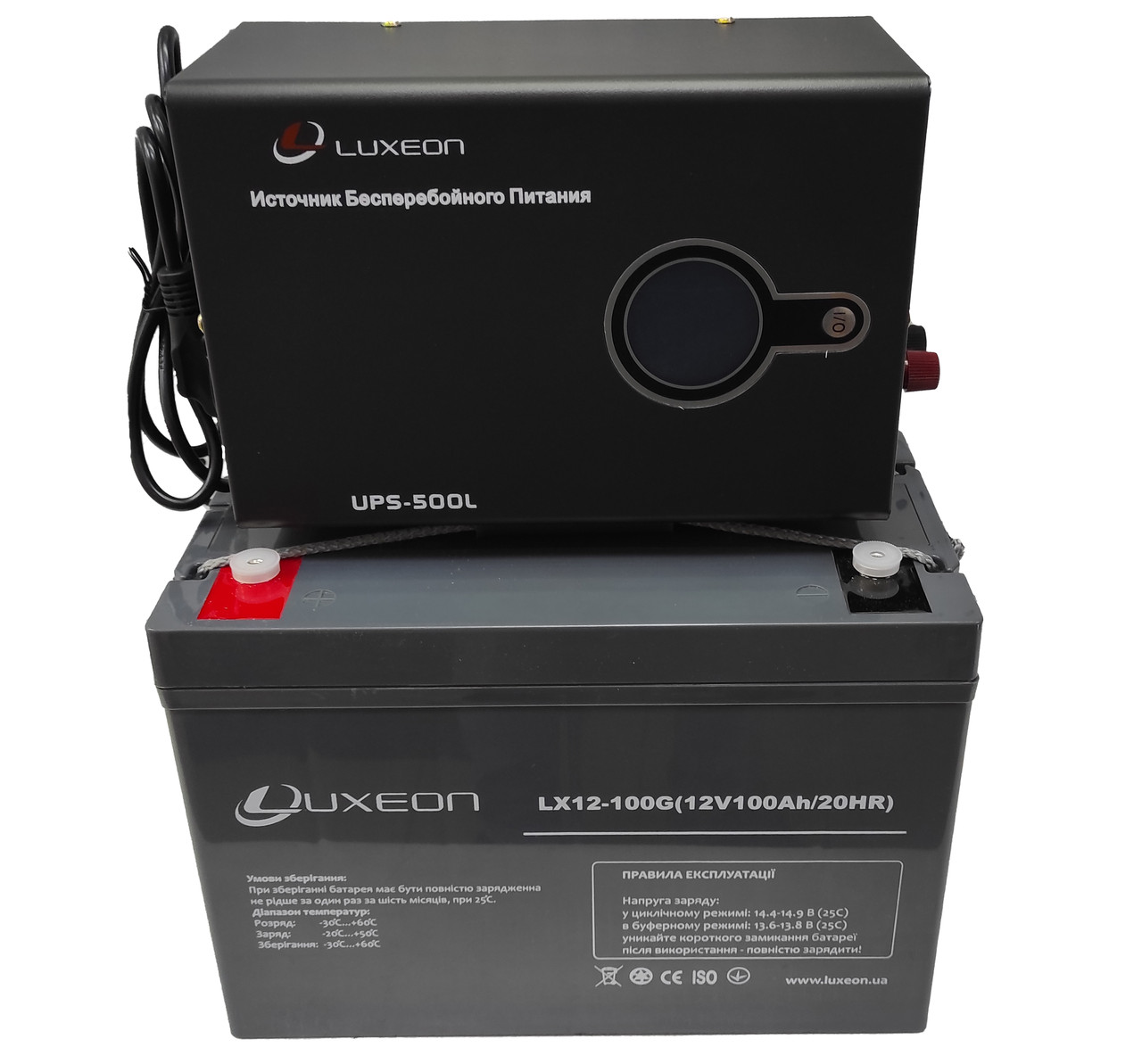 Комплект резервного живлення ДБЖ Luxeon UPS-500L + АКБ LX12-100G 100Ah для 7-12ч роботи газового котла