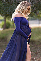 Платье-пеньюар для фотосессии беременных Tiffany (one size), синий