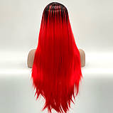 Перука омбре без чубчика Cora, термоволосся, яскравий червоний, для сцени, танців, вечірок та розваг, фото 4