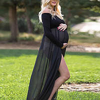 Платье-пеньюар для фотосессии беременных Tiffany (one-size), черный