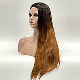 Перука омбре без чубчика Cora, термоволосся, колір каштановий, для сцени, аніматорів, танців, вечірок та розваг, фото 3