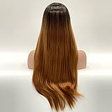 Перука омбре без чубчика Cora, термоволосся, колір каштановий, для сцени, аніматорів, танців, вечірок та розваг, фото 4