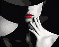 Картина по номерах чорнобіла Дівчина в капелюсі Кольори спокуси Картини в цифрах на полотні 40*50 BrushMeBS51818
