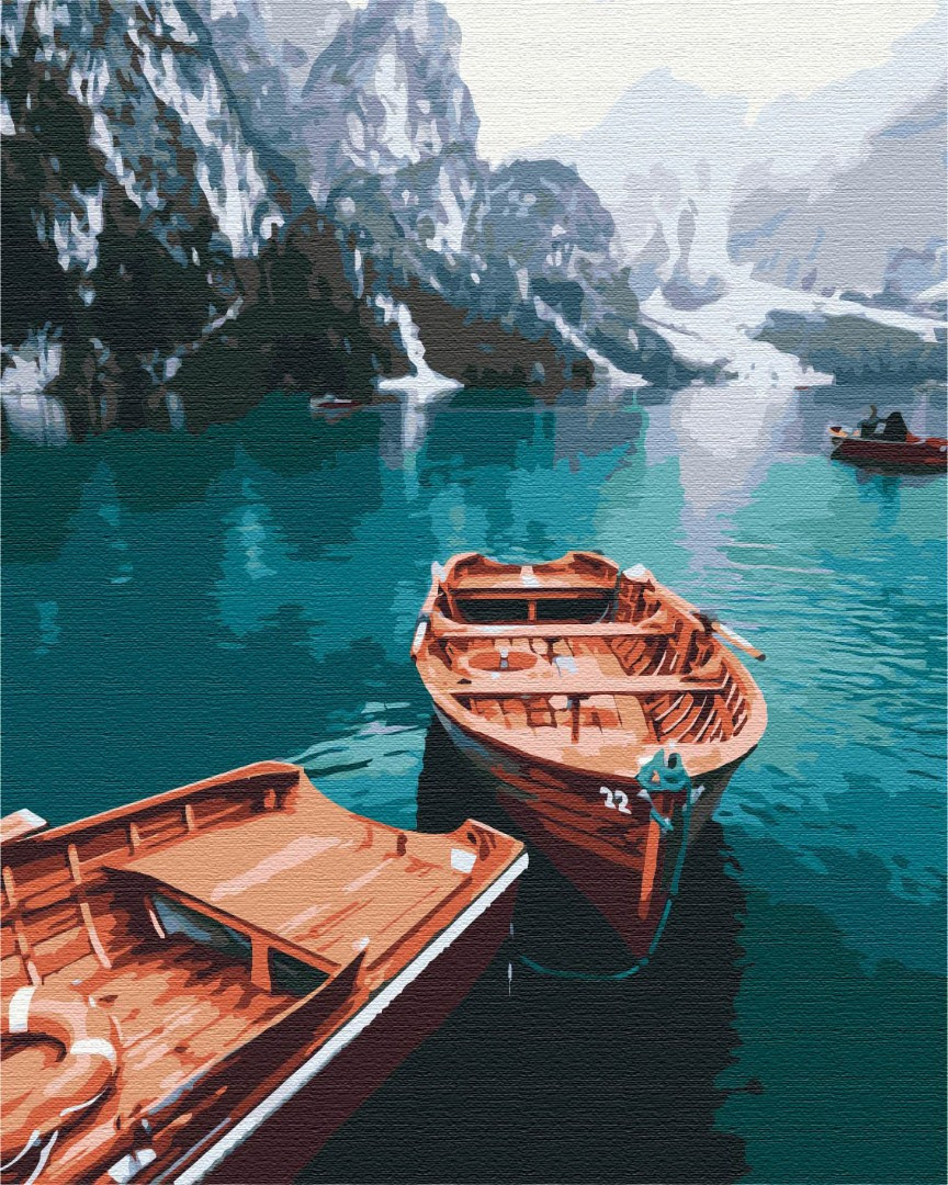 Картина за номерами Човни на високогірному озері 40×50 Розпис за номерами живопис пезажі природа BrushMe BS5160