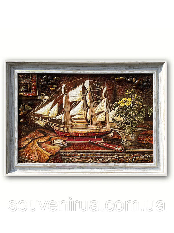 Картина з бурштину "Корабель"