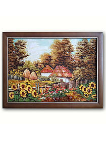 Картина з бурштину "Українське село"