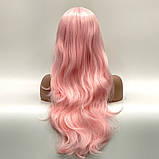Довга перука без чубчика, термоволосся, рожевий колір, для аніматорів, сцени, танців та вечірок., фото 4