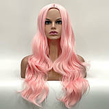 Довга перука без чубчика, термоволосся, рожевий колір, для аніматорів, сцени, танців та вечірок., фото 2