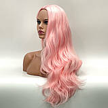 Довга перука без чубчика, термоволосся, рожевий колір, для аніматорів, сцени, танців та вечірок., фото 3