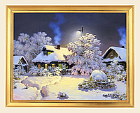 Алмазна мозаїка на підрамнику. Набір алмазної вишивки на підрамнику "Сніжна зима". Розмір 50*40 см.