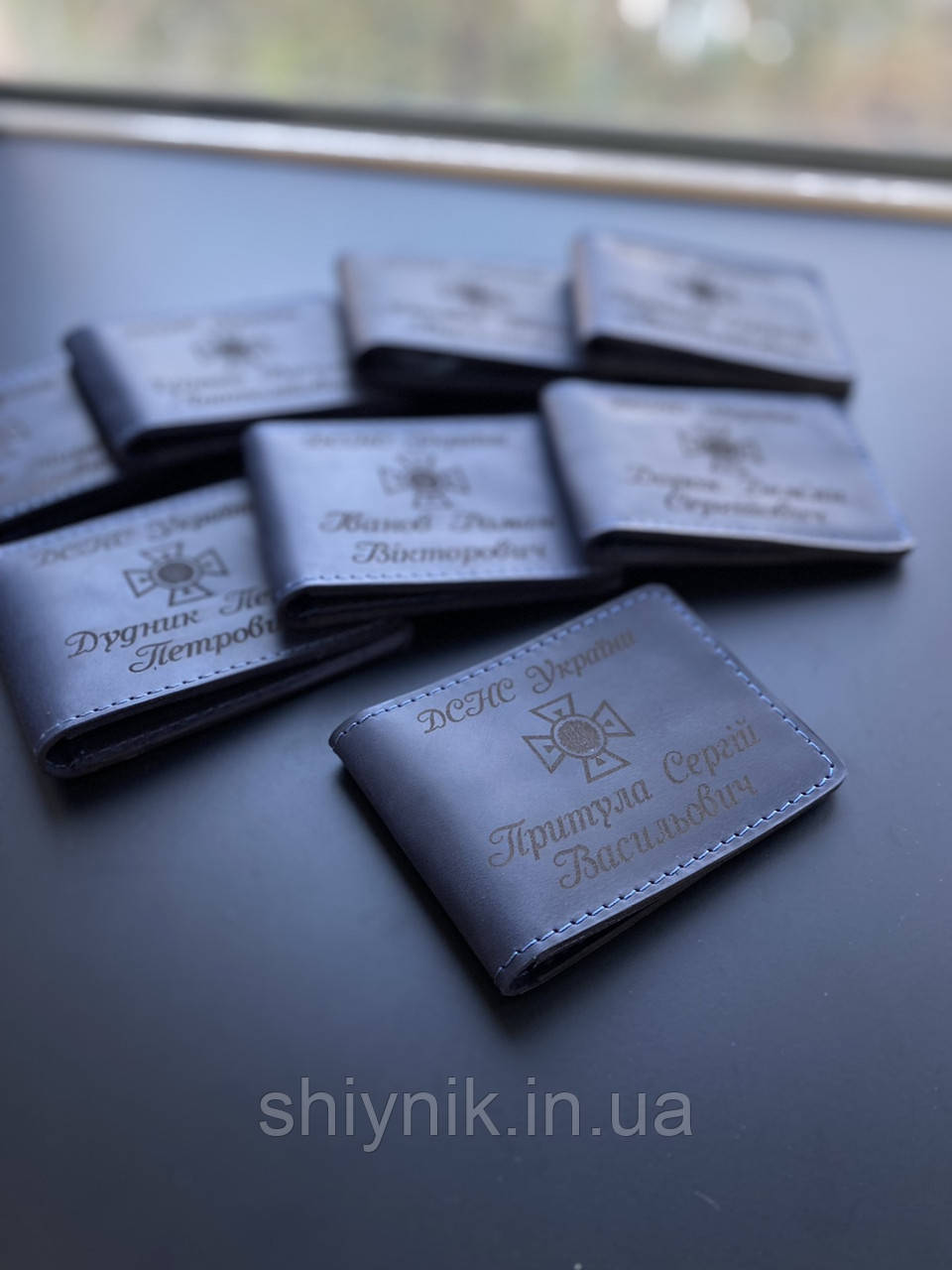 Шкіряна обкладинка для посвідчення ДСНС синя