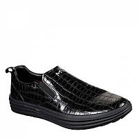 Кросівки Skechers EMBOSSED LEATHER SLIP ON Black/Black, оригінал. Доставка від 14 днів