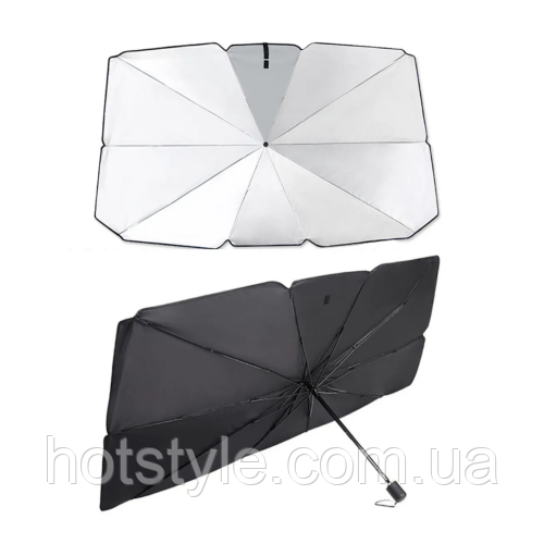 Автомобільна сонцезахисна парасолька на лобове скло L 135x75 см, чохол, 106246