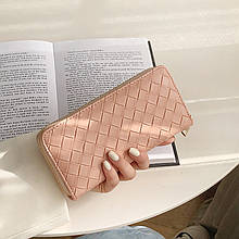 Великий гаманець плетена структура еко-шкіра А-0801 Рожевий