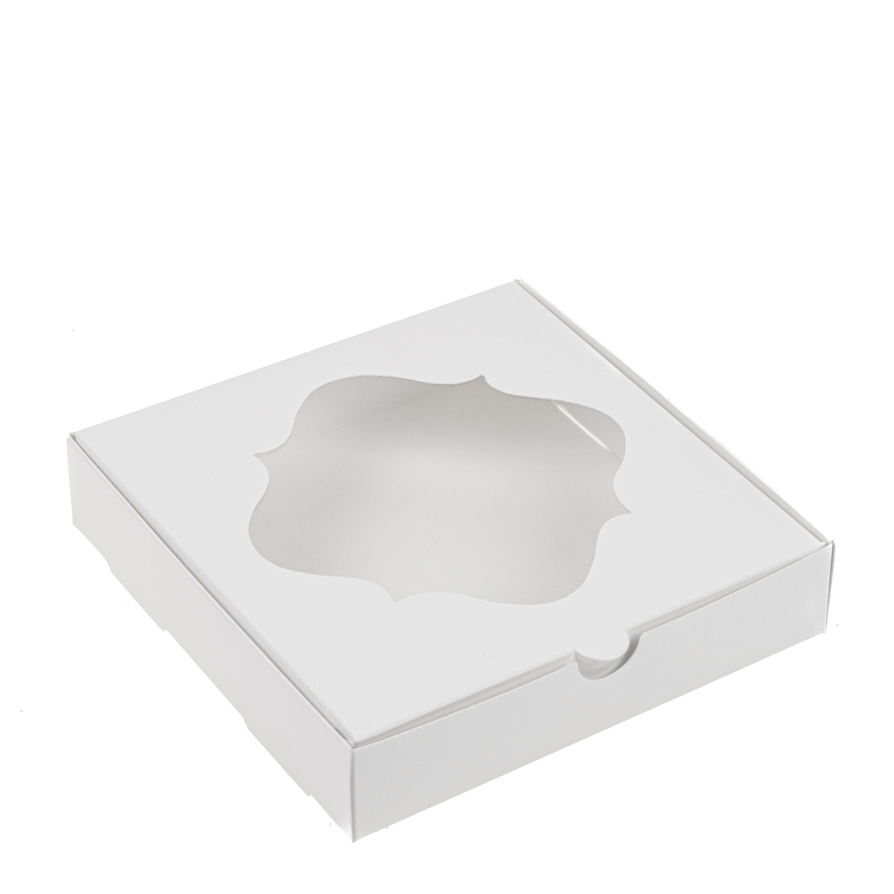 Коробка 150х150х30 для пряника з фігурним вікном, біла, фото 1