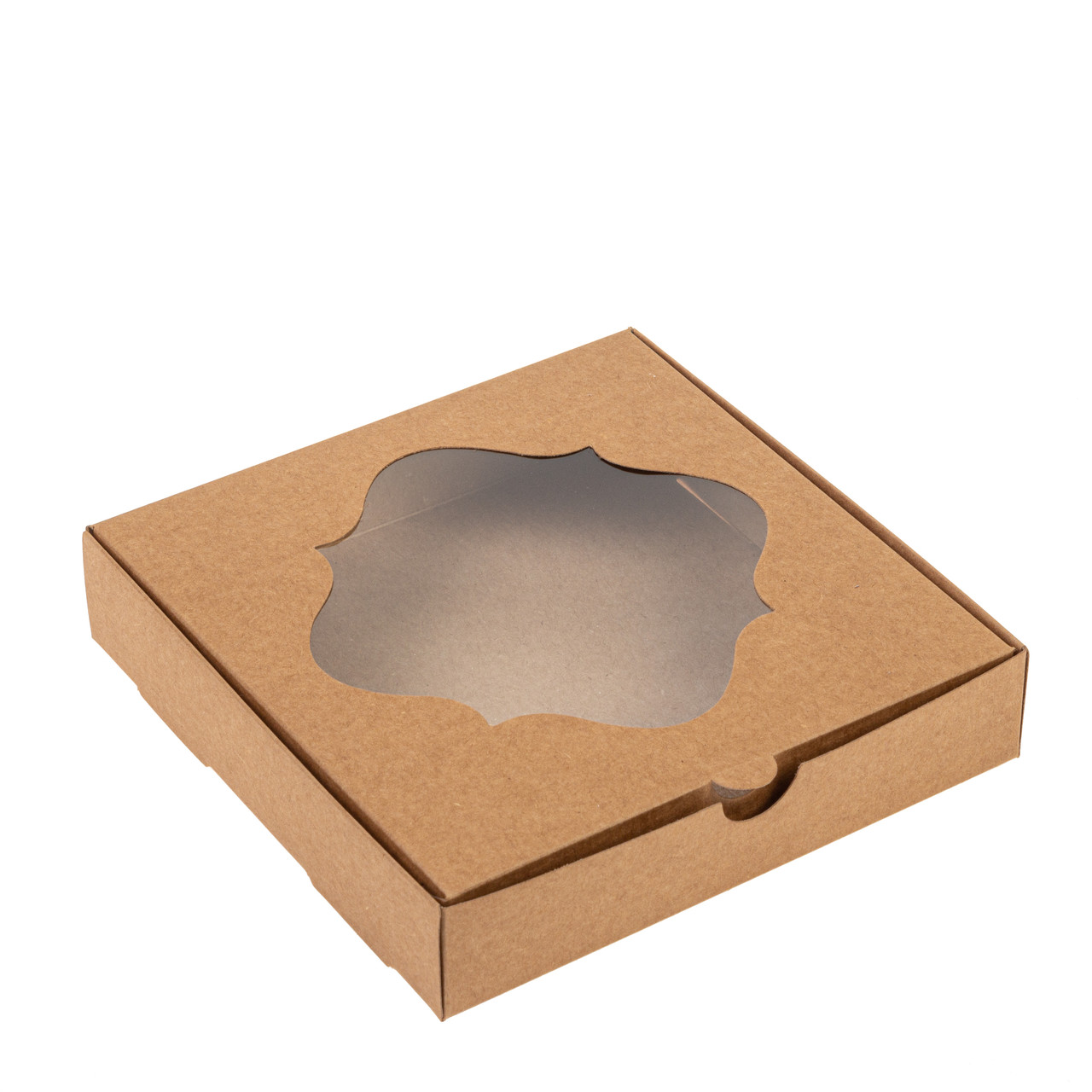 Коробка 150х150х30 для пряника з фігурним вікном, крафт, фото 1