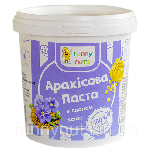 Арахісова паста з льоном Funny Nuts 500 г