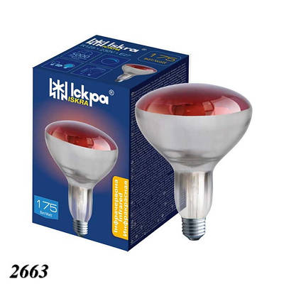 Лампочка для обігріву червона Іскра A55,175W