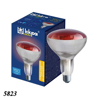 Лампочка для обігріву червона Іскра  A55,150W