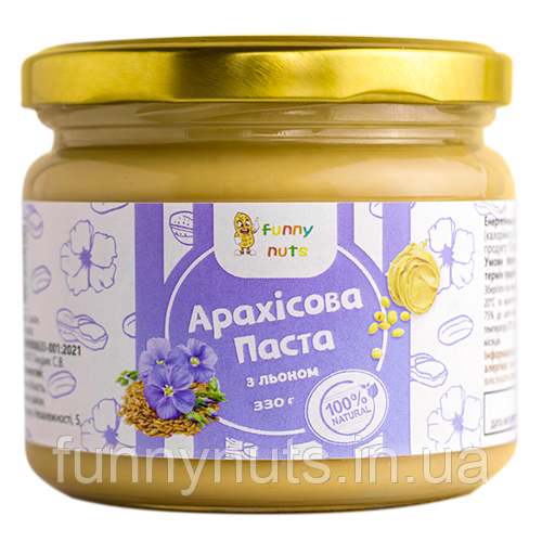 Арахісова паста  Funny Nuts з льоном 330г
