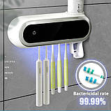 Диспенсер — дозатор для зубної пасти та щіток ультрафіолетовий стерилізатор WHITE SMILE Toothbrush sterilizer, фото 2