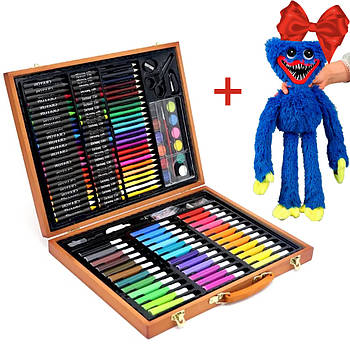Дитячий Набір для малювання 150 предметів в дерев'яному валізці + Подарунок Іграшка Хагі Ваги 37 см