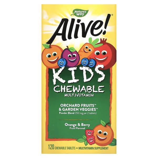 Мультивітаміни для дітей, смак апельсина і ягід, 120 жувальних таблеток Nature's Way, Alive!