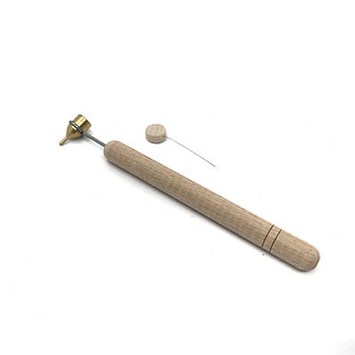 Тонкий писачок 0.2 мм латунний з дерев'яною ручкою для розпису писанок воском і великодніх яєць