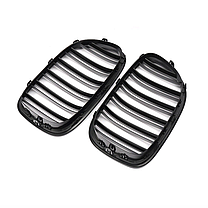 Решітка ноздрі BMW (БМВ) 7 series (F01, F02) 2008-2015 - Матова 2 ребра, фото 6