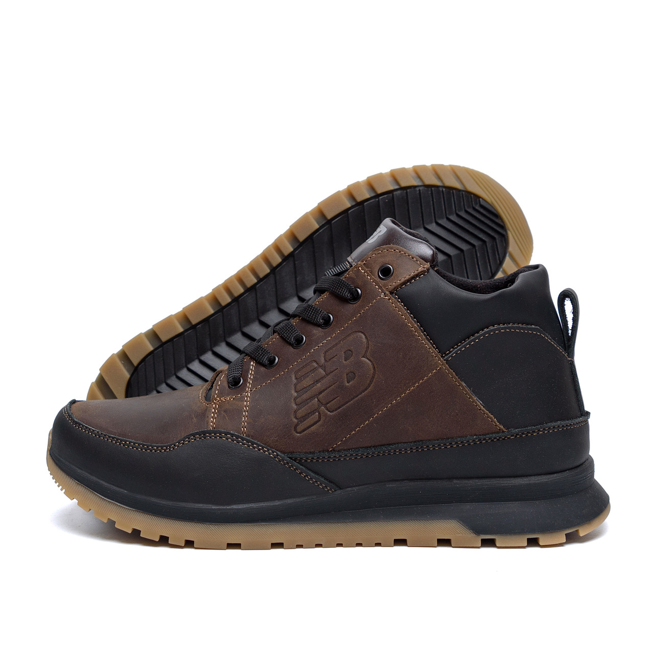 Чоловічі зимові шкіряні кросівки New Balance Clasic Brown, фото 1