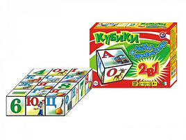 Кубики "Арифметика + Азбука ТехноК", 12 кубиків