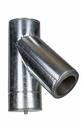 Трійник-сендвіч 45° утеплений нерж/оцинк AISI 304