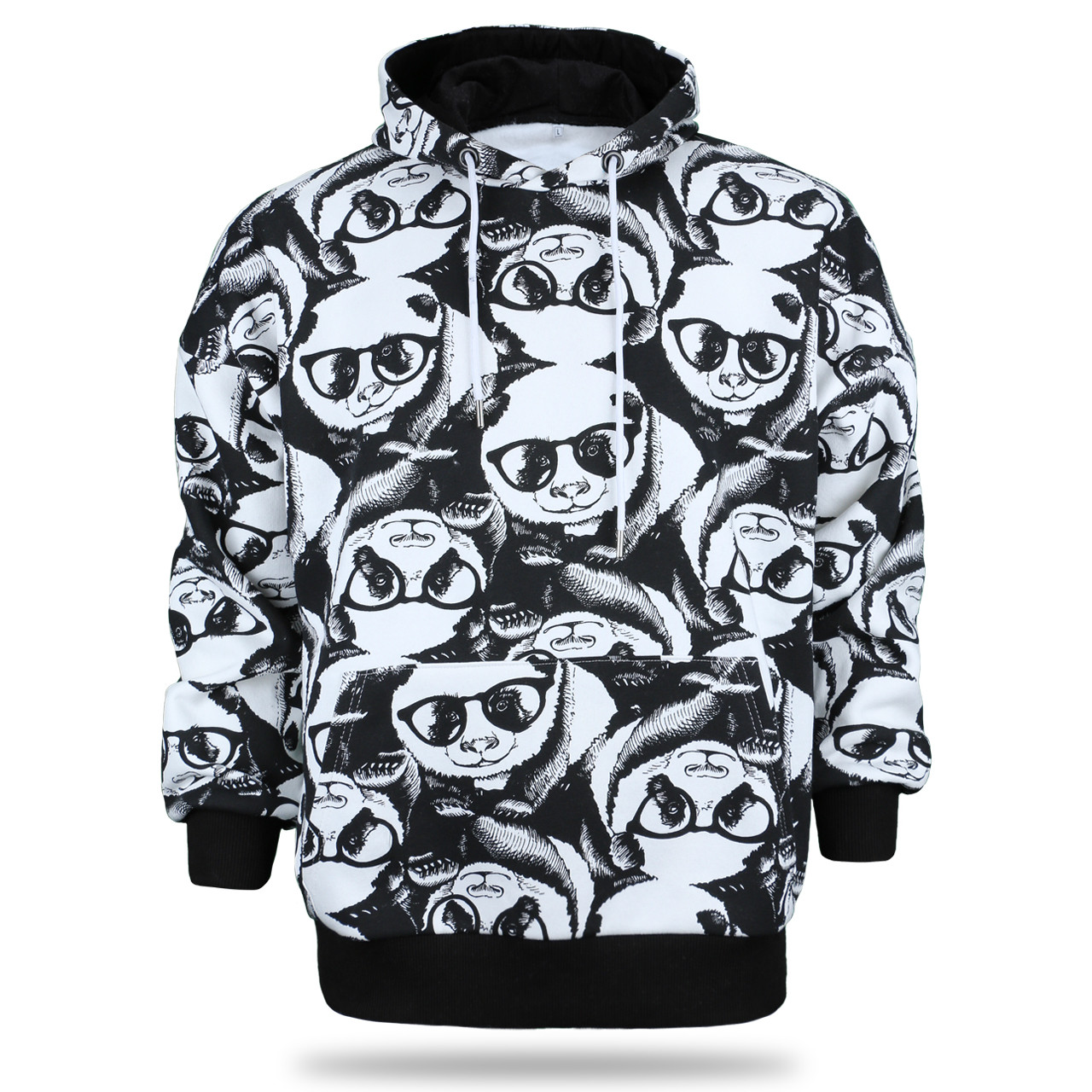 Худі осінь-зима чорний з білим HOPE принт#3 панда Т-101 BLK/WHT L (Р) 23-556-101 S