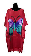 Шелковое платье кимоно бабочки красное