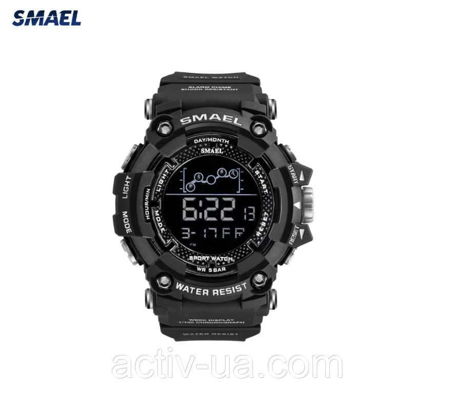 Годинник чоловічий Smael 1802 Army Black, водозахист 5АТМ, чорний