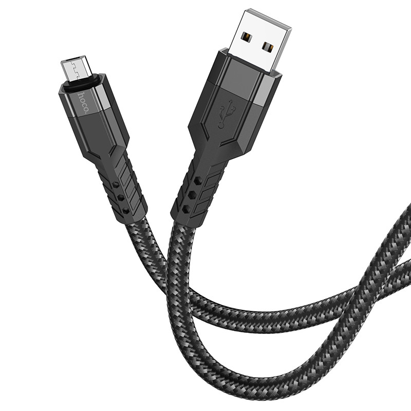 Кабель для телефона MicroUSB Android HOCO U110 120см |2,4A| Черный, фото 1