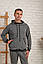 Чоловічий спортивний костюм із кофтою худі та штанами двонитка антрацит, фото 2