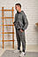 Чоловічий спортивний костюм із кофтою худі та штанами двонитка антрацит, фото 6